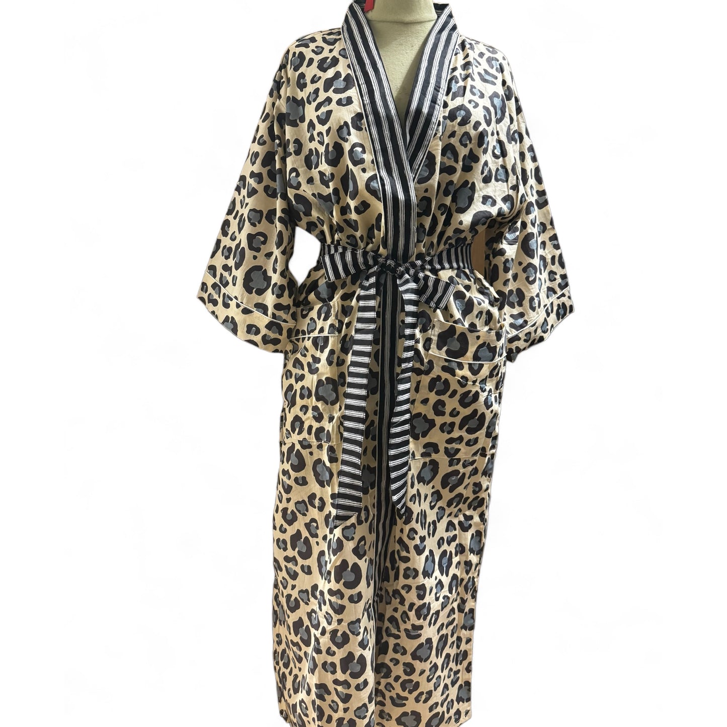 Peignoir new print leopard bleu