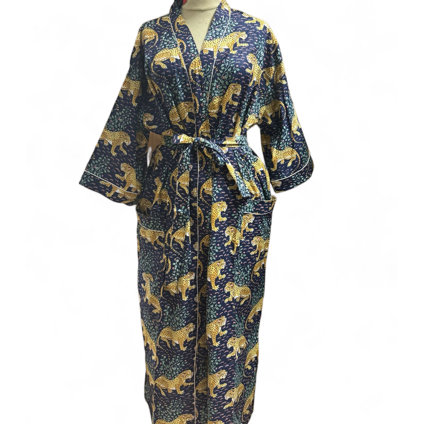 Peignoir coton violet tigres