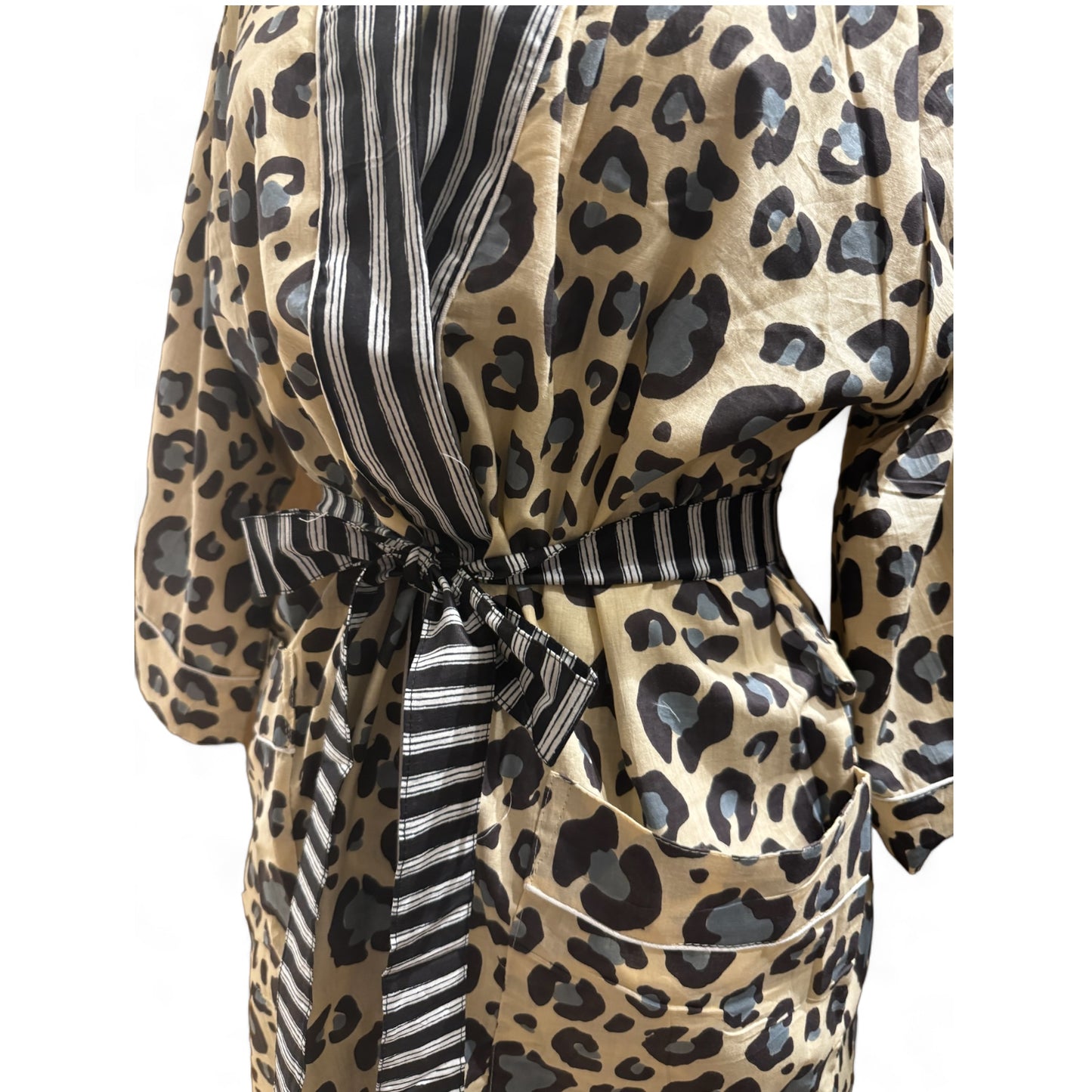 Peignoir new print leopard bleu