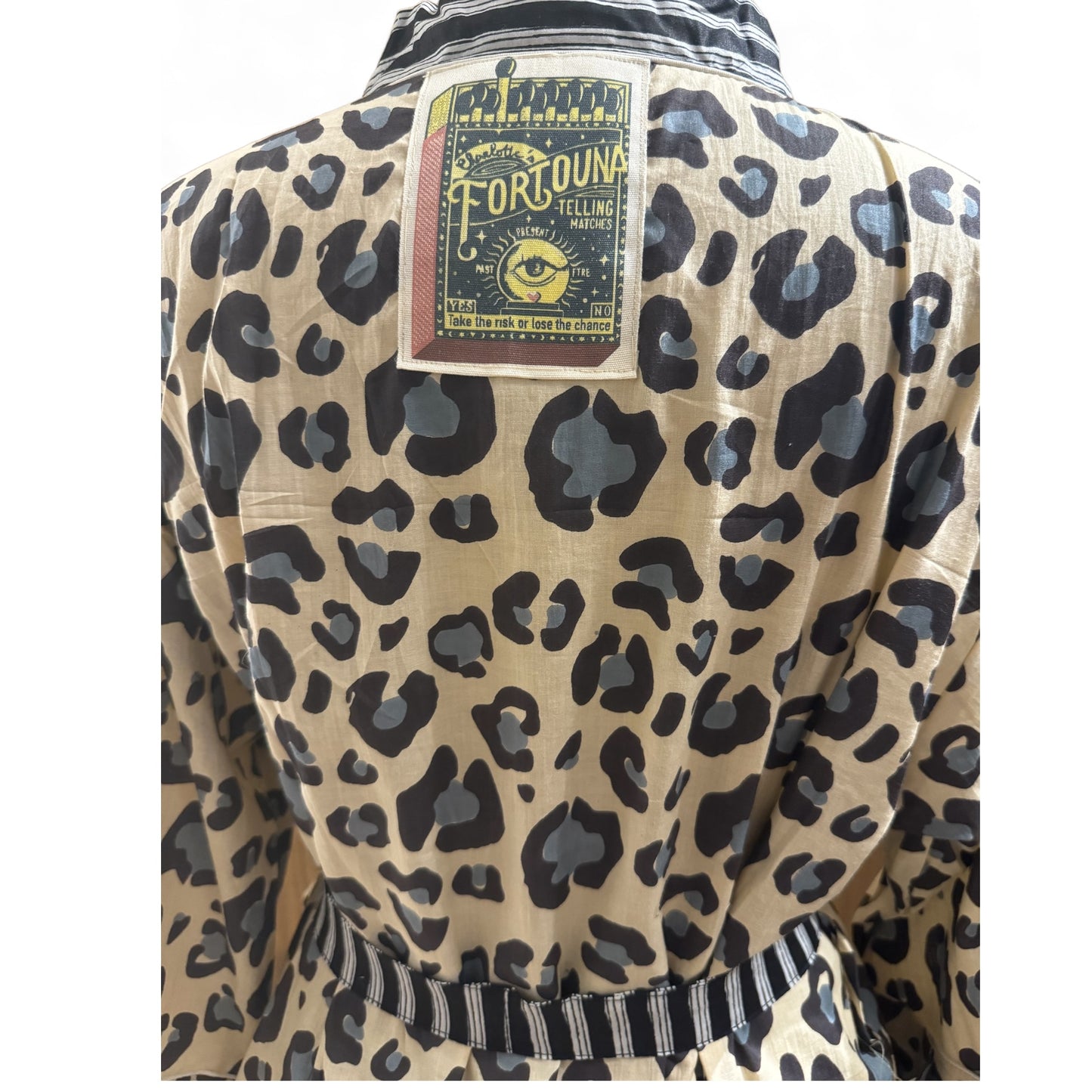 Peignoir new print leopard bleu