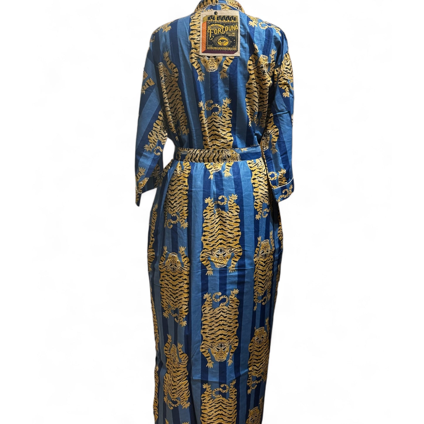 Peignoir coton Lily Tiger bleu