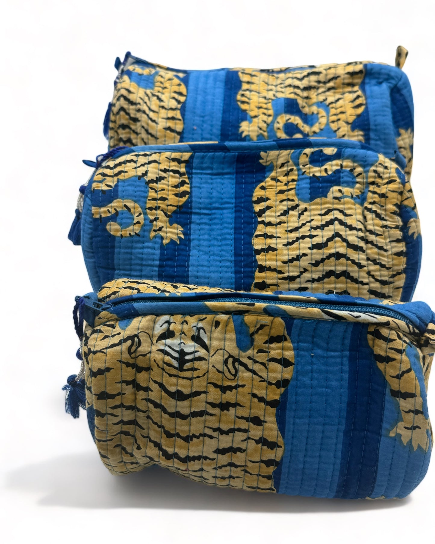 THE THREE POUCH - LEOPARD BLUE