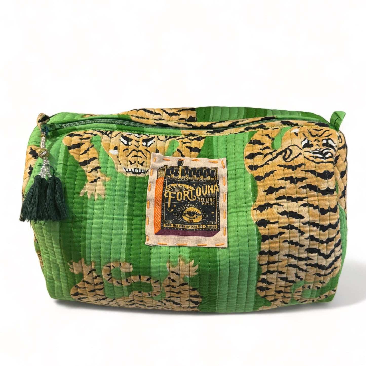 THE THREE POUCH-LEOPARD GREEN