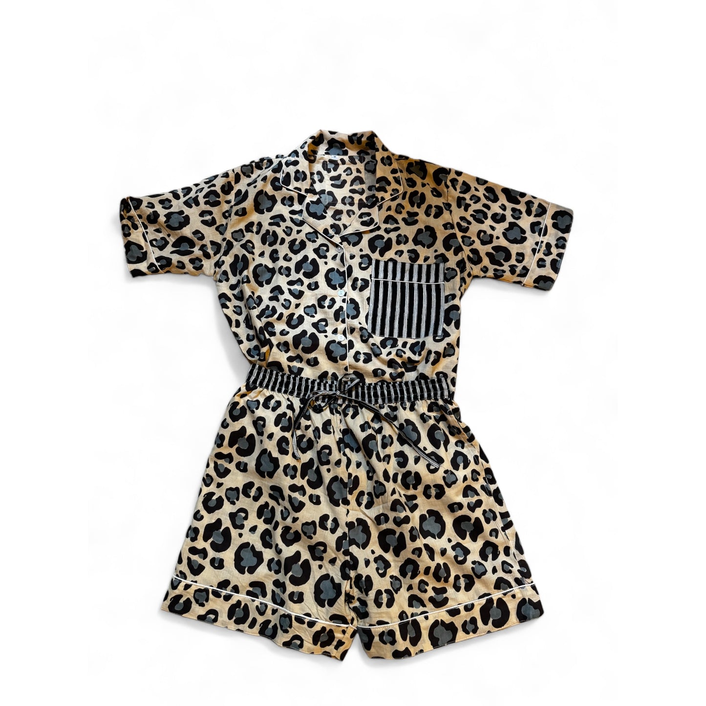 Ensemble pyjama short léopard bleu