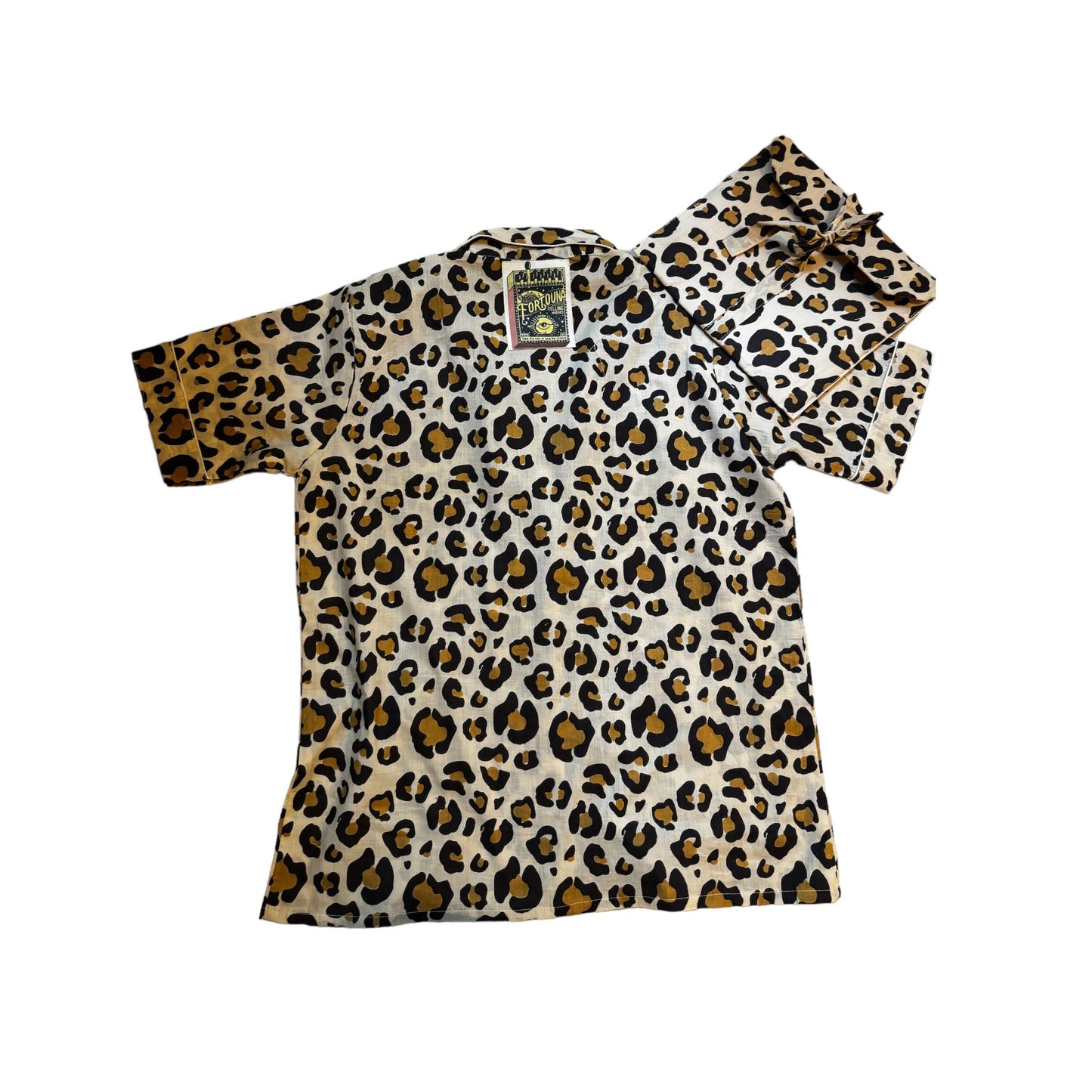Ensemble pyjama short léopard camel