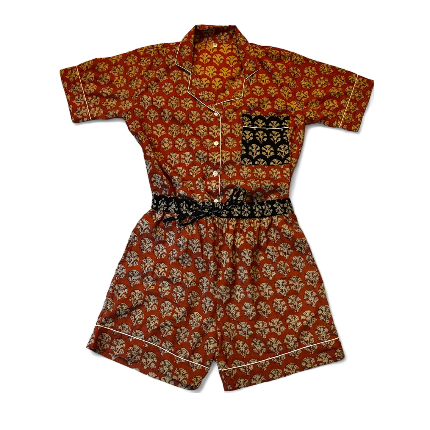 Ensemble pyjama feuille écru rouille