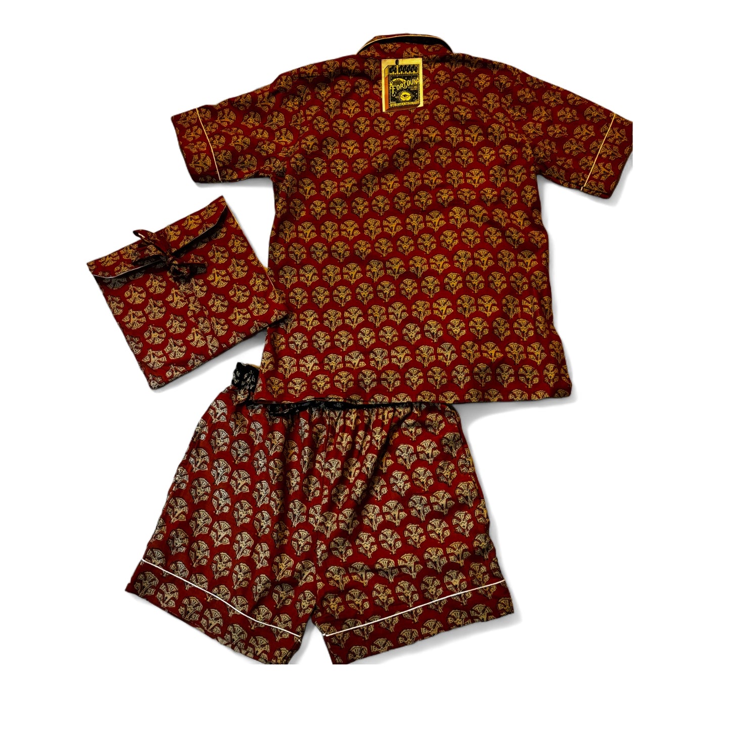 Ensemble pyjama feuille écru rouille