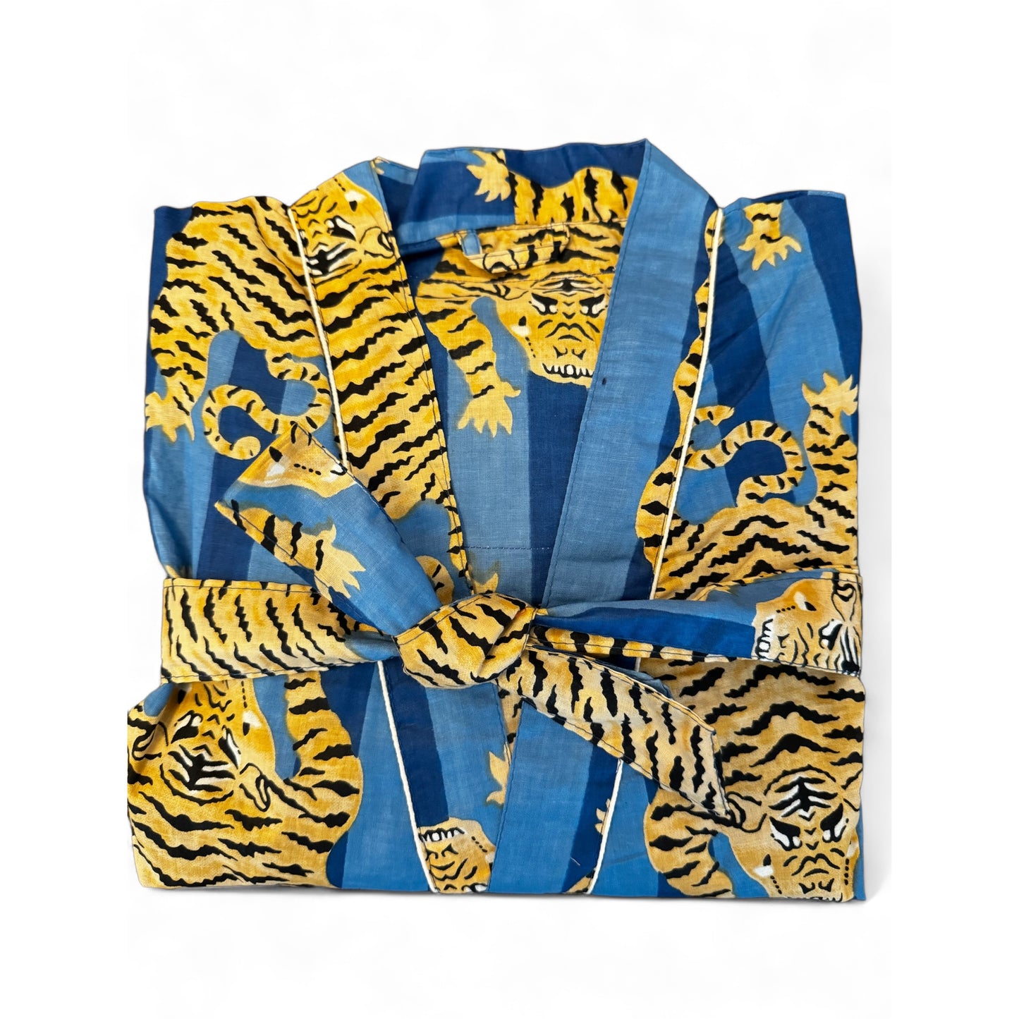 Peignoir coton Lily Tiger bleu