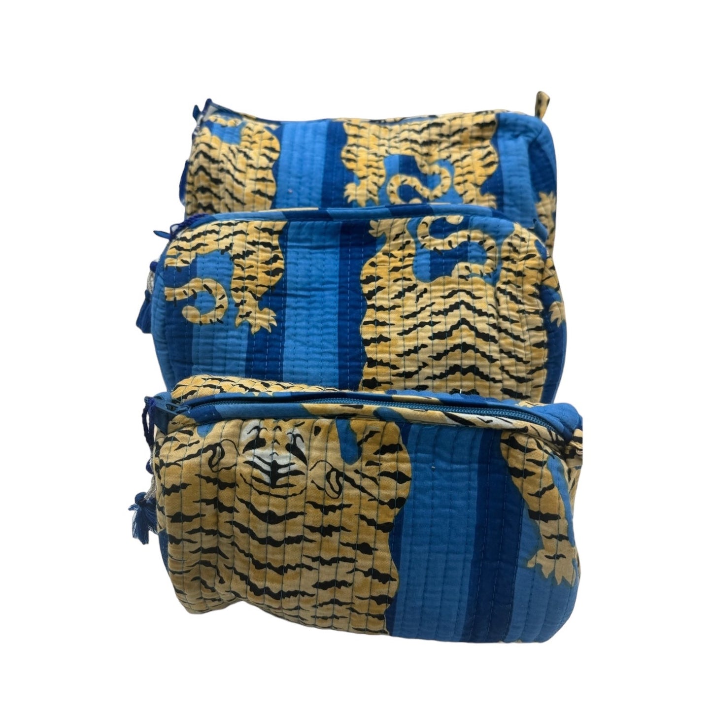 THE THREE POUCH - LEOPARD BLUE