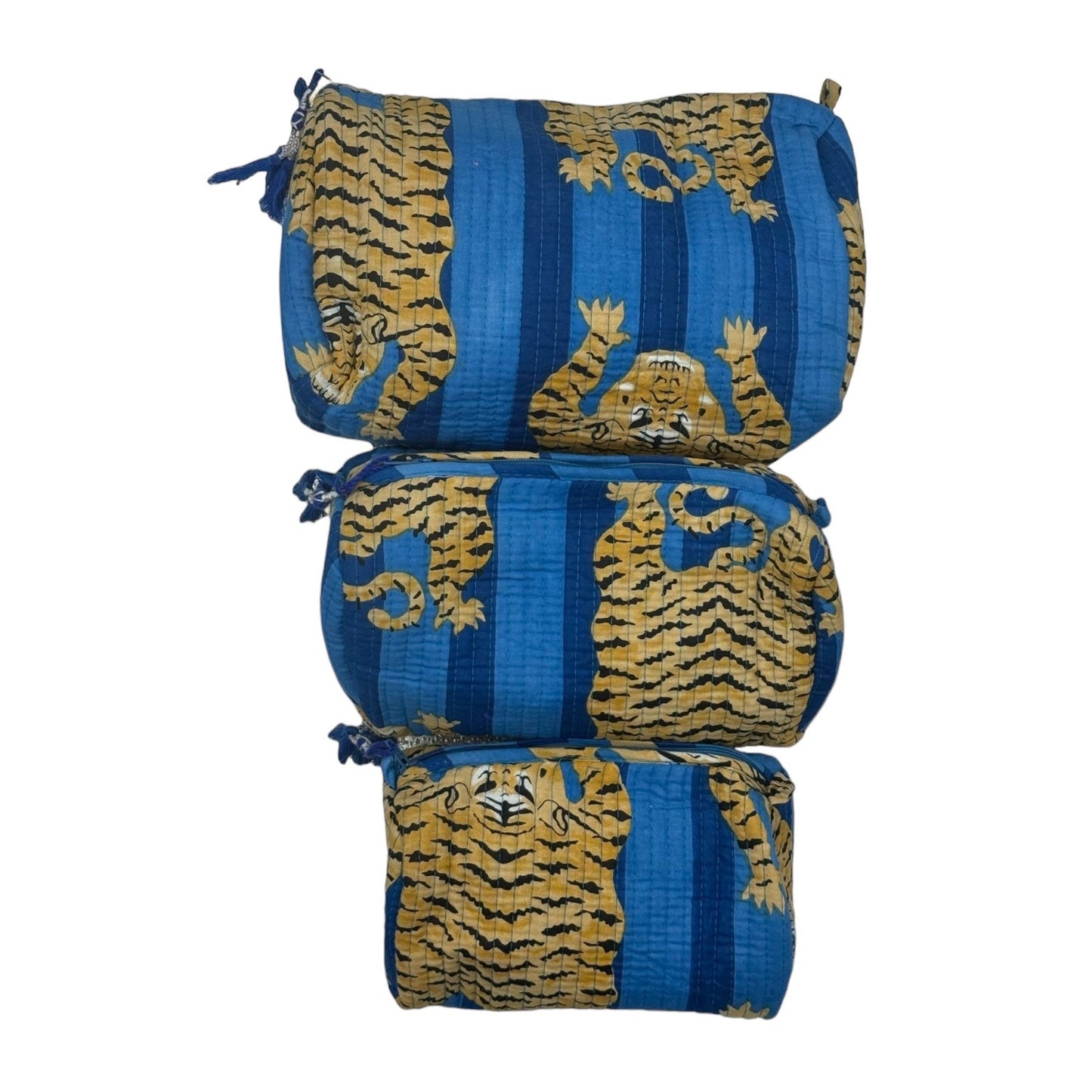 THE THREE POUCH - LEOPARD BLUE