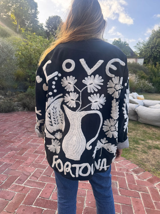 Veste brodée Noire LOVE