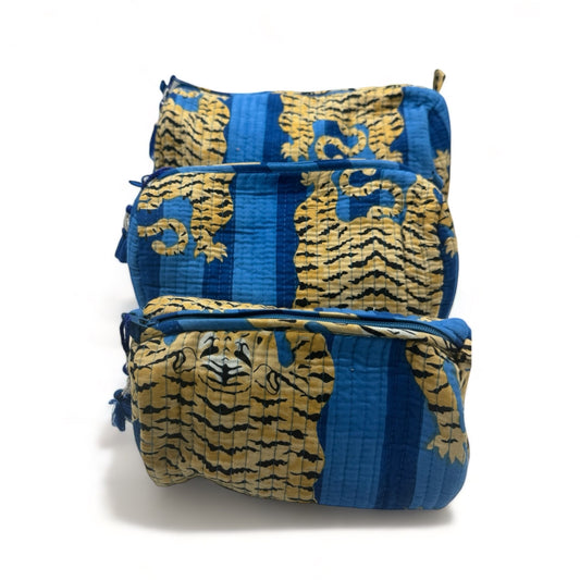 THE THREE POUCH - LEOPARD BLUE