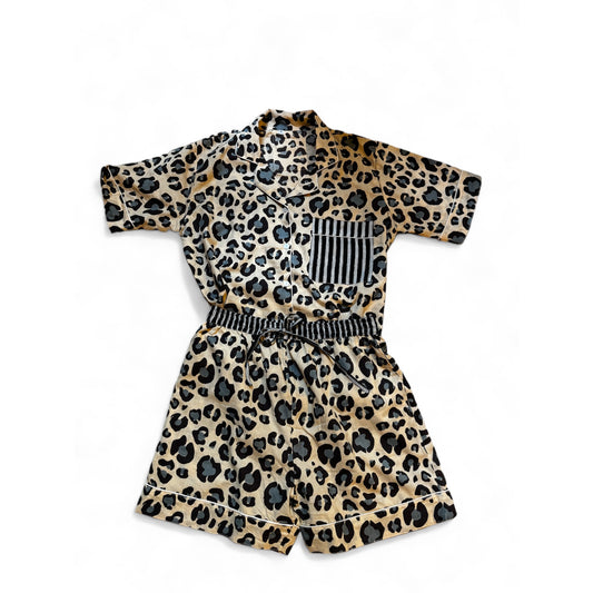 Ensemble pyjama short léopard bleu