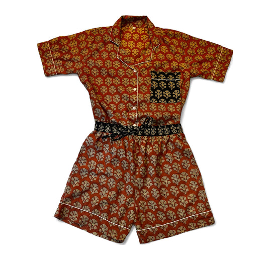 Ensemble pyjama feuille écru rouille