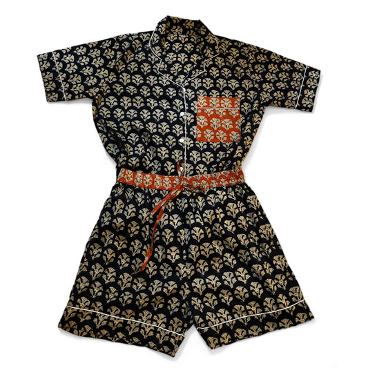 Ensemble pyjama short imprimé feuilles