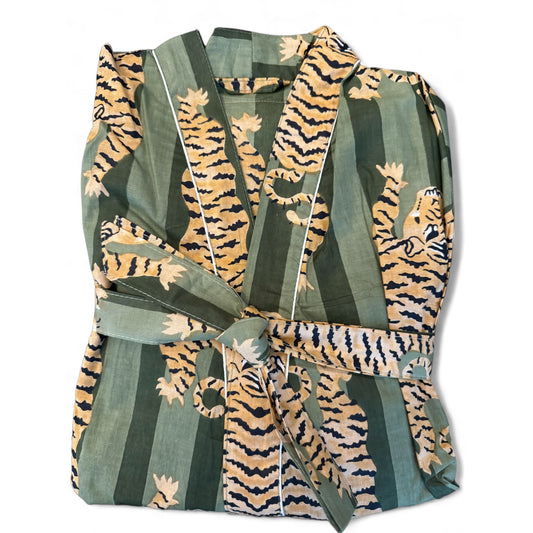 Peignoir coton Lily Tiger kaki